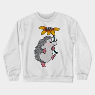 Cartoon hedgehog with flower Crewneck Sweatshirt
